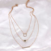 Triple Gold necklace circle ball bar necklace