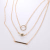 Triple Gold necklace circle ball bar necklace