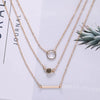 Triple Gold necklace circle ball bar necklace