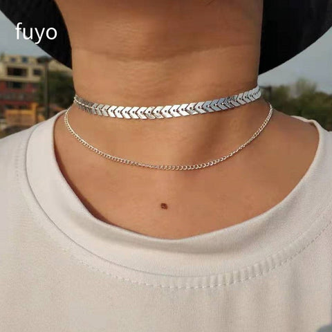 Arrow Choker Double Layer Adjustable Necklace