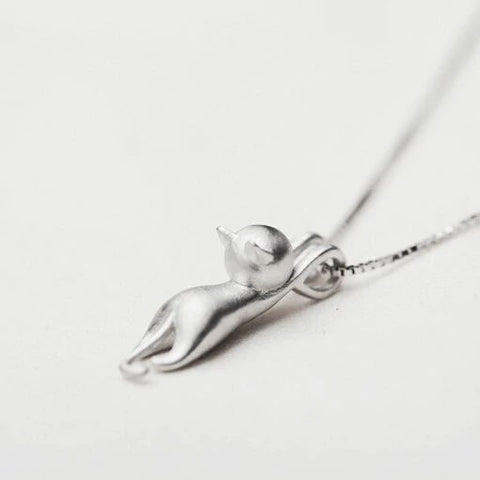 .925 Sterling Silver Cat Necklace