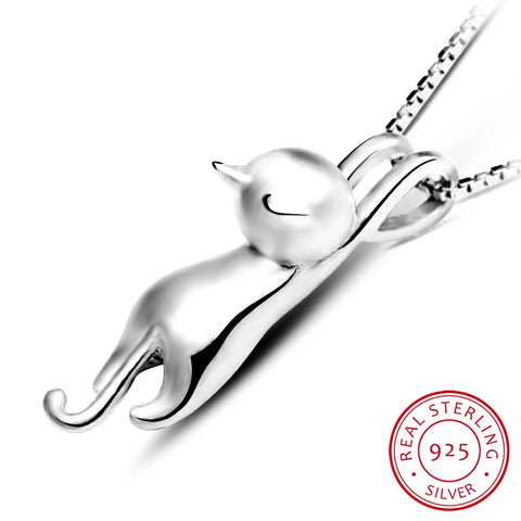 .925 Sterling Silver Cat Necklace