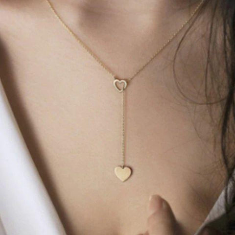 Gold Heart Loop Dangle Necklace