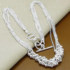 925 Sterling Silver Smooth Beads Multi-Line Necklace Doteffil