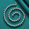 925 Sterling Silver 8mm Hollow Smooth Bead Ball Beaded Necklace Doteffil