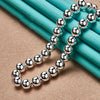 925 Sterling Silver 8mm Hollow Smooth Bead Ball Beaded Necklace