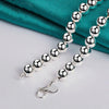 925 Sterling Silver 8mm Hollow Smooth Bead Ball Beaded Necklace Doteffil
