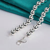 925 Sterling Silver 8mm Hollow Smooth Bead Ball Beaded Necklace