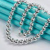925 Sterling Silver 8mm Hollow Smooth Bead Ball Beaded Necklace Doteffil