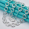 Silver Square Round Link Necklace Doteffil