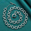 Silver Square Round Link Necklace Doteffil