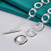 Silver Square Round Link Necklace Doteffil