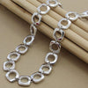 Silver Square Round Link Necklace Doteffil