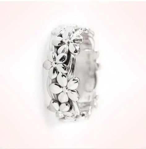 Silver Flower Band Ring