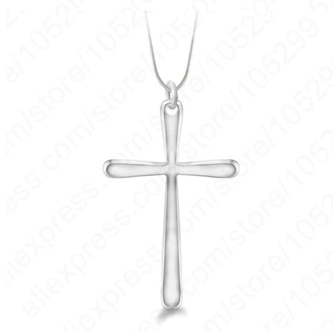 .925 Sterling Silver Cross Pendant with 18” Snake Chain