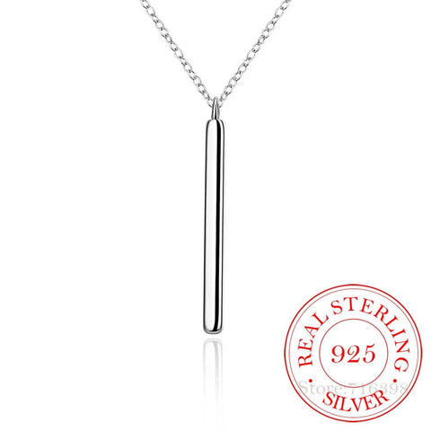 .925 Sterling Silver Bar Pendant with 18