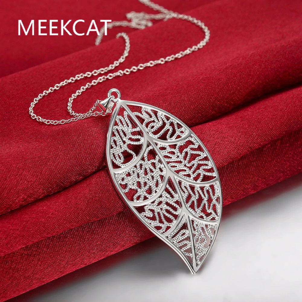 Silver Tree of Life Leaves Charm Pendant with 18" Necklace