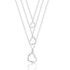 925 Sterling Silver Three Chain Heart Pendant Necklace