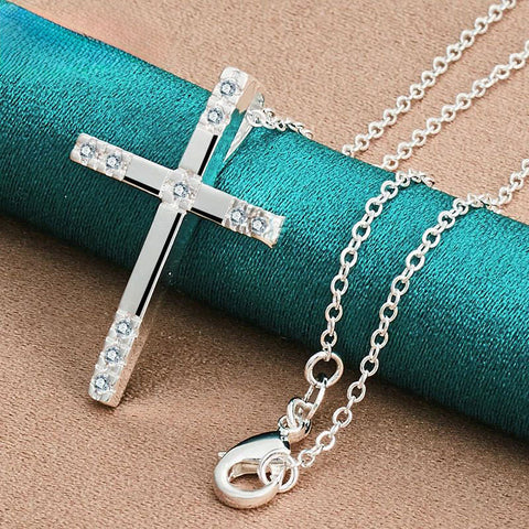 925 Sterling Silver AAA Zircon Cross Pendant Doteffil