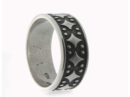 925 Sterling Silver - Oxidised Diamond Silver Band