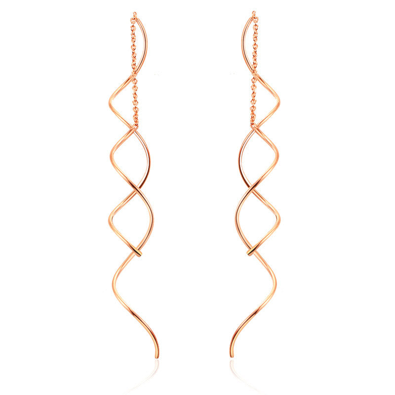 Long Wave Thread Drop Earrings