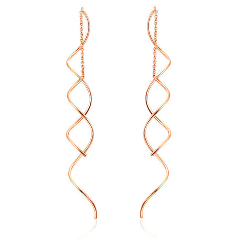 Long Wave Thread Drop Earrings