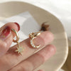 Star & Moon Asymmetric Hoop Earrings Wholesale Silver Jewellery