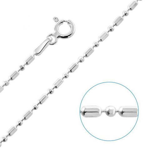Silver 1.6mm Bar & Bead Chain Necklace